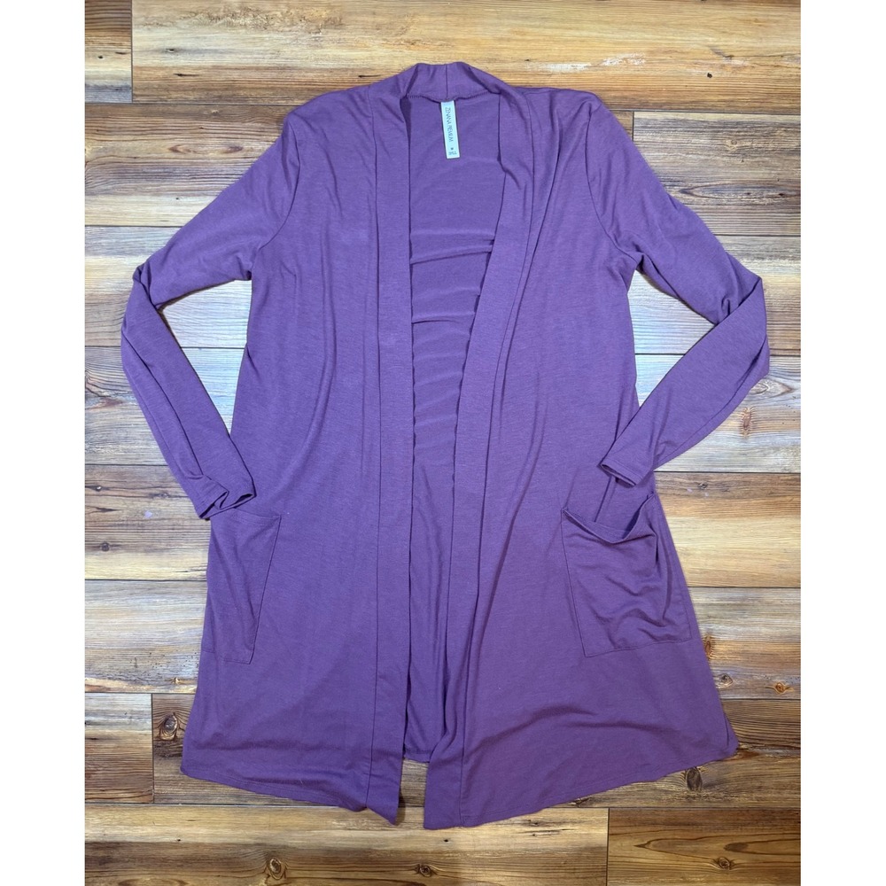 Zenana Premium Purple Open Front Longline Cardigan Pockets RC-1440P Medium